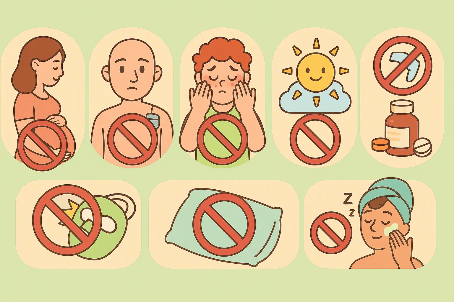 bannière masque led contre-indications